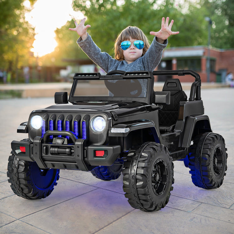 Jeep eléctrico infantil de 12 V con control remoto de 2,4 G - Negro sólido