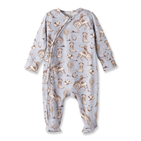 Mono de bambú con cremallera para bebé niño Wild Wrangler/Blue Western