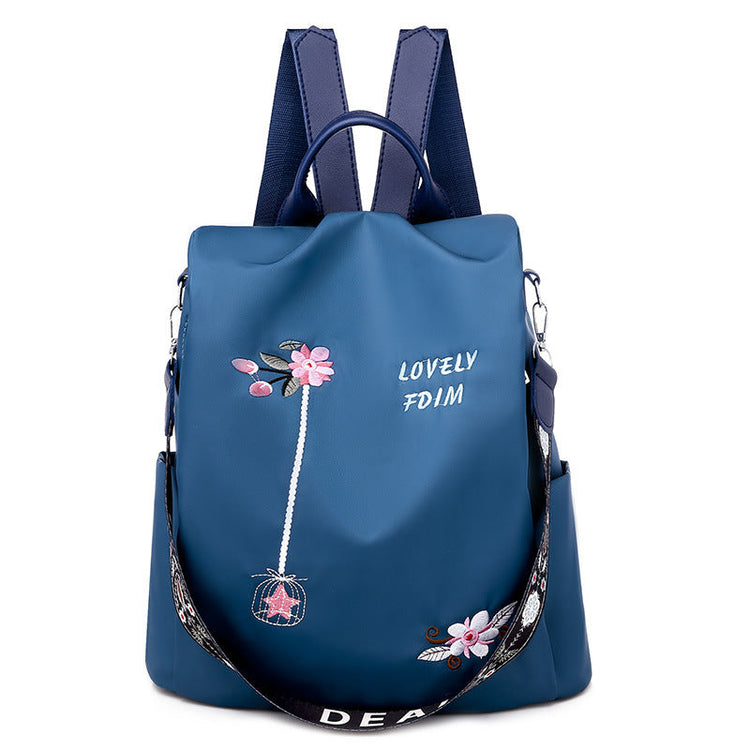 Mochila de tela para mujer, mochila bordada, bolso de nailon antirrobo impermeable para mujer, mochilas antirrobo de moda para mujer, bonita mochila escolar estampada, mochila de gran capacidad de alta calidad (