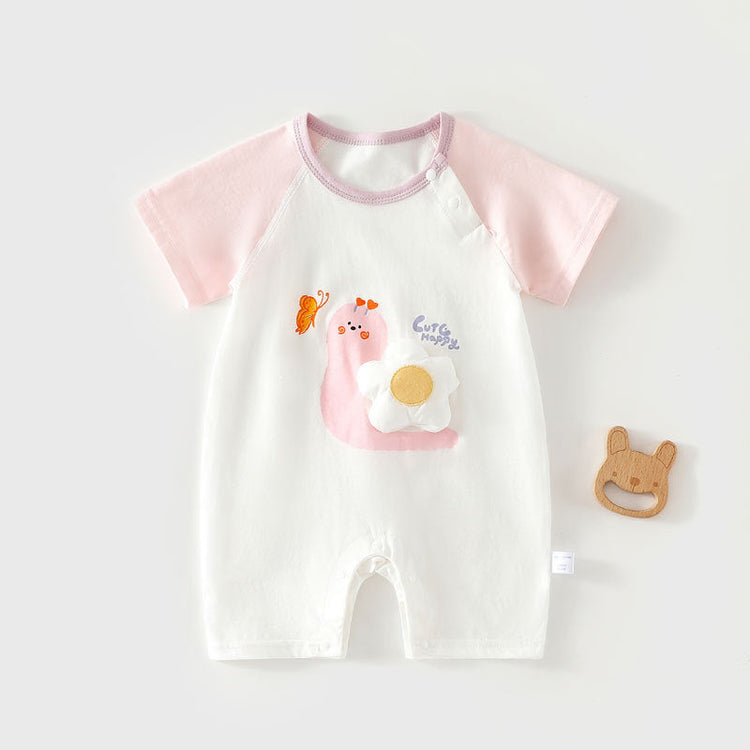 Body de manga corta para bebé de algodón puro, sin costuras, ligero, transpirable, tipo camiseta.