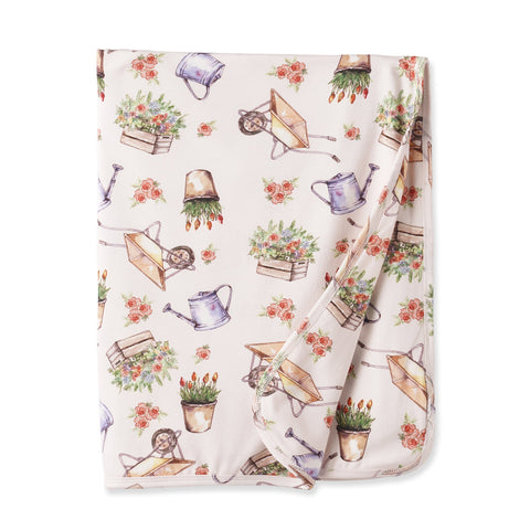 Manta para cochecito con diseño de pétalos - Suave manta de bambú para jardín