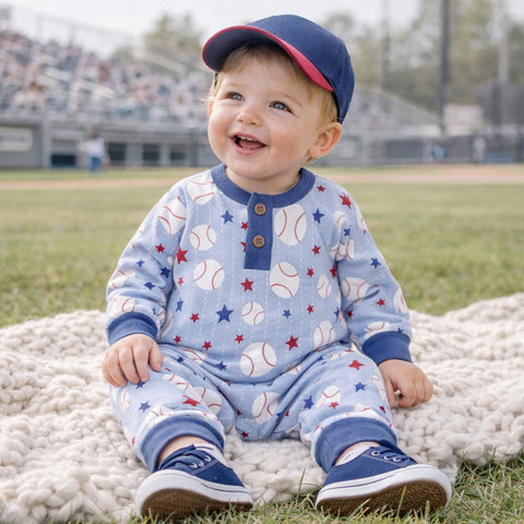 Pelele tipo Henley de béisbol Grand Slam Bamboo para bebés