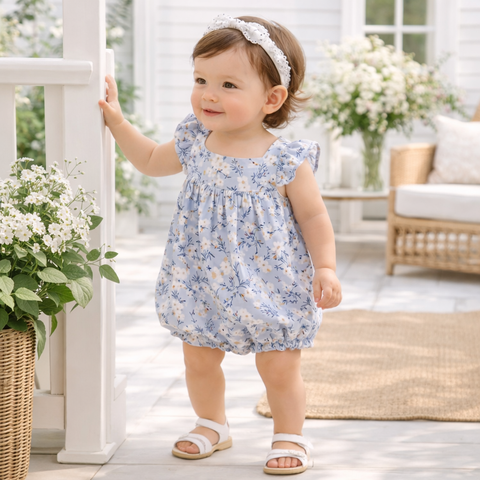 Pelele floral para bebé – Mono de algodón suave con volantes