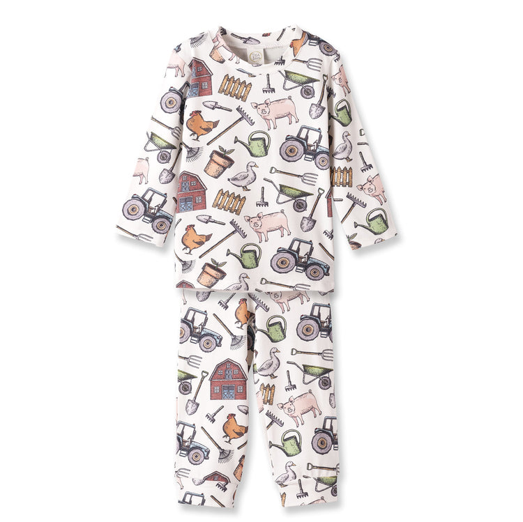 Conjunto de pijama infantil de bambú con estampado de mercado agrícola