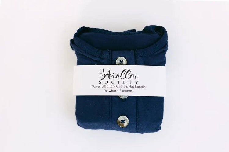 Conjunto de 3 piezas para bebé niño - Conjunto para recién nacido para llevar a casa - Azul marino