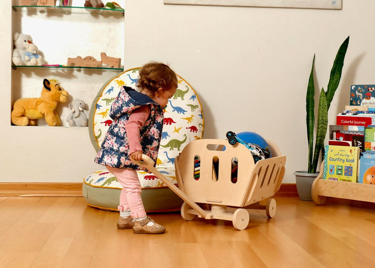 Almacenamiento de juguetes Montessori: Baúl ecológico para guardería y sala de juegos