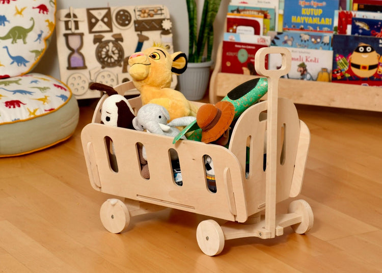 Almacenamiento de juguetes Montessori: Baúl ecológico para guardería y sala de juegos