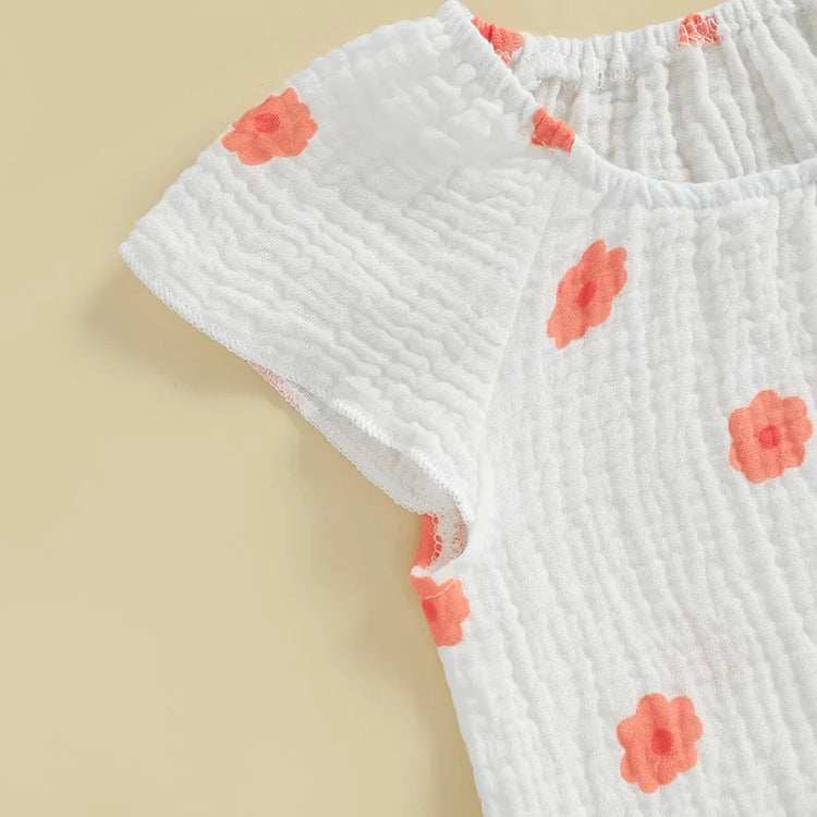 Conjunto de 2 piezas de camiseta con mangas cortas y cintura elástica con volantes para bebé y niña pequeña, conjunto de verano