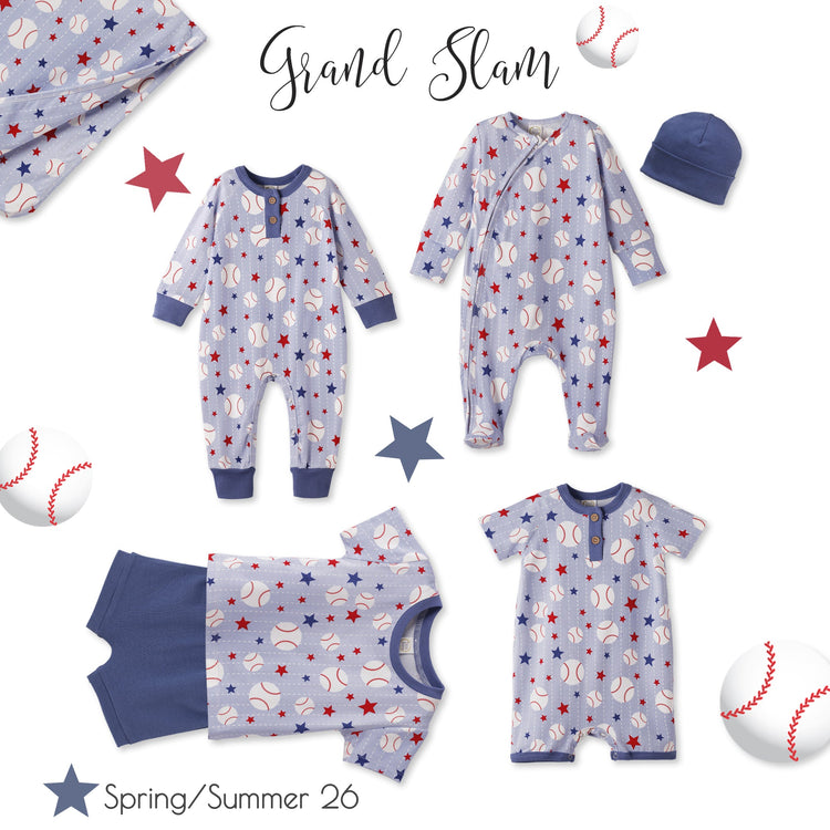 Conjunto de camiseta de béisbol Grand Slam de bambú y pantalones cortos de algodón para niños