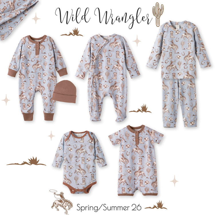 Mono de bambú con cremallera para bebé niño Wild Wrangler/Blue Western