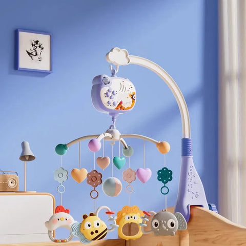 Móvil musical para cuna de bebé: campanas giratorias con melodías relajantes para el sueño y el desarrollo del recién nacido.
