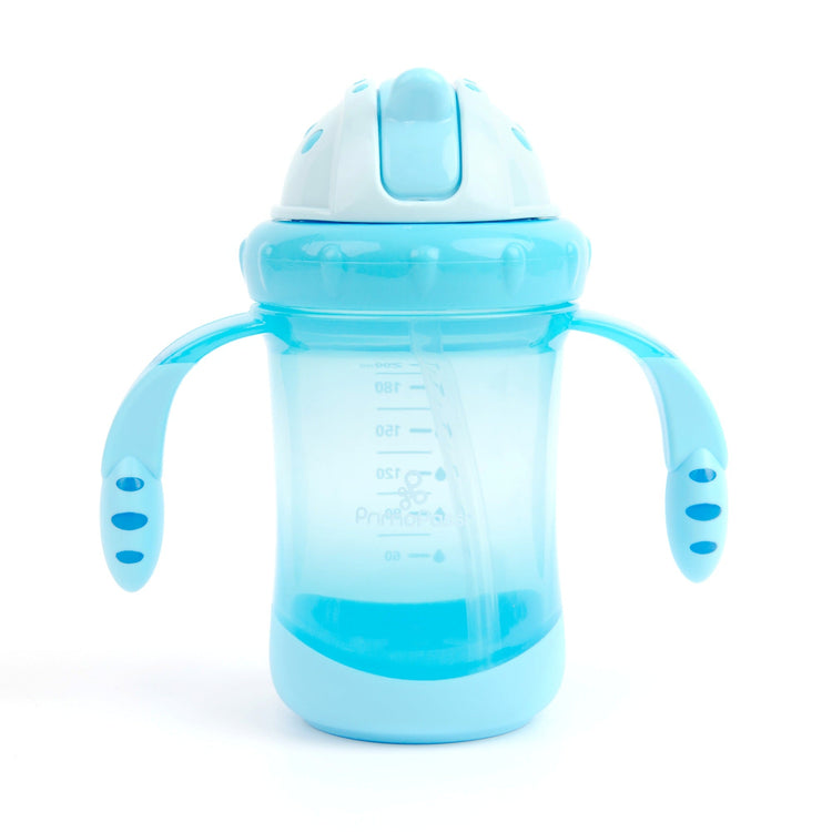 Taza con pajita Primo Passi en azul (7 oz)