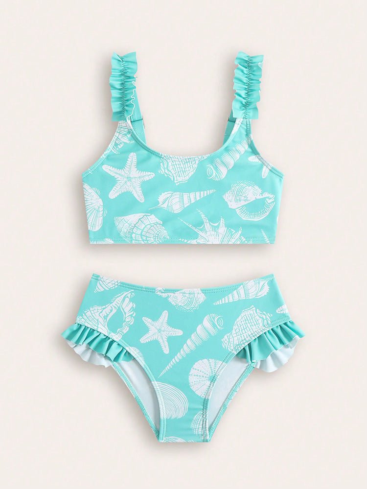 Bonito traje de baño de dibujos animados para niñas y bebés.