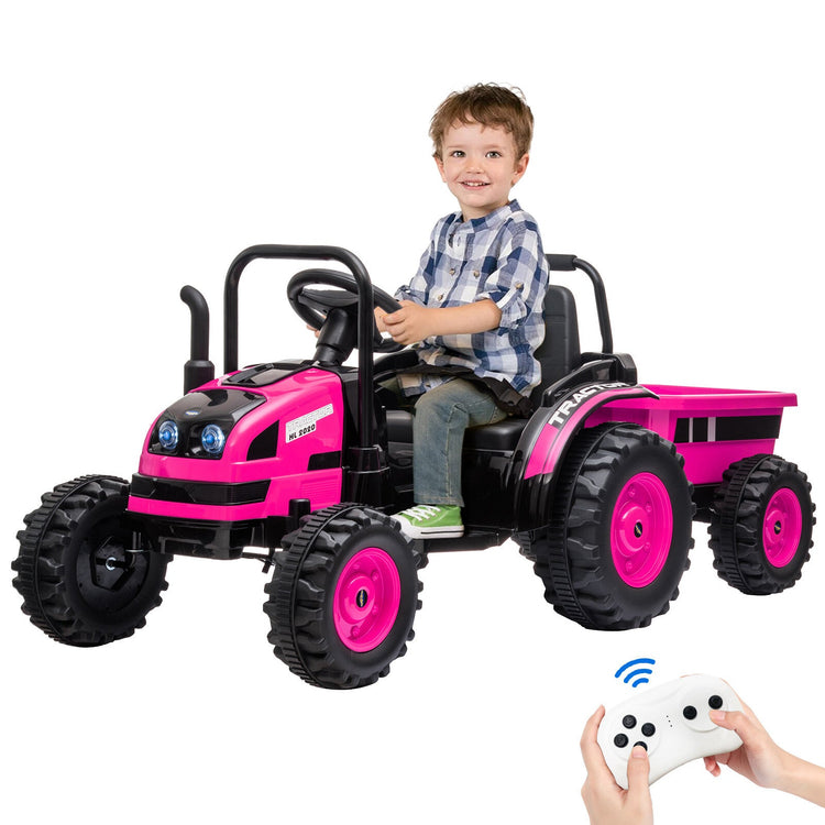 Tractor a batería de 12 V con remolque y coche eléctrico a control remoto