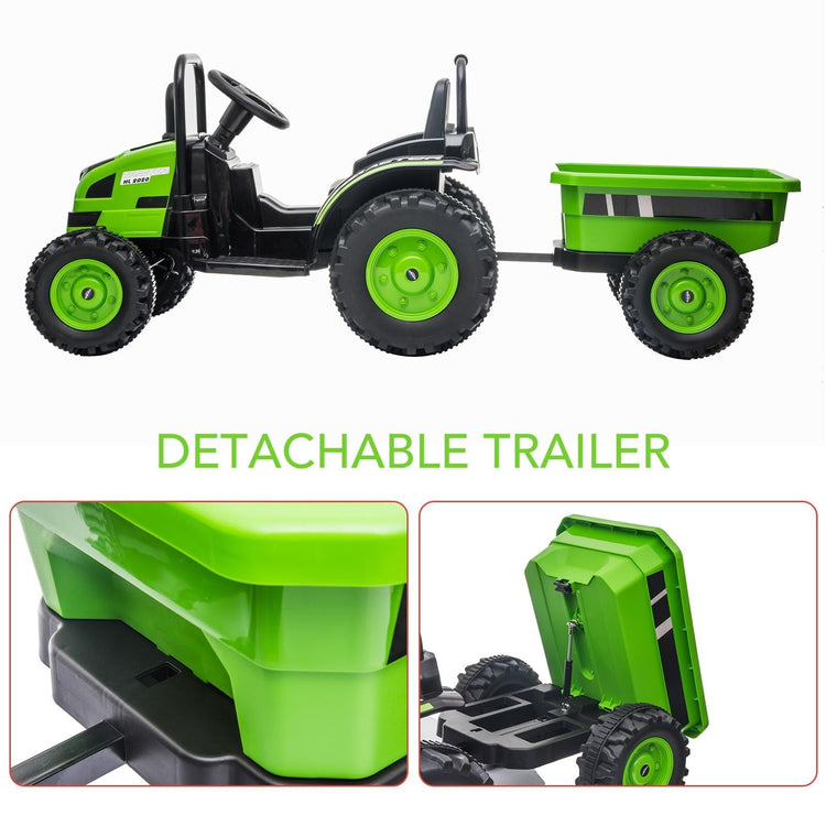 Tractor a batería de 12 V con remolque y coche eléctrico a control remoto