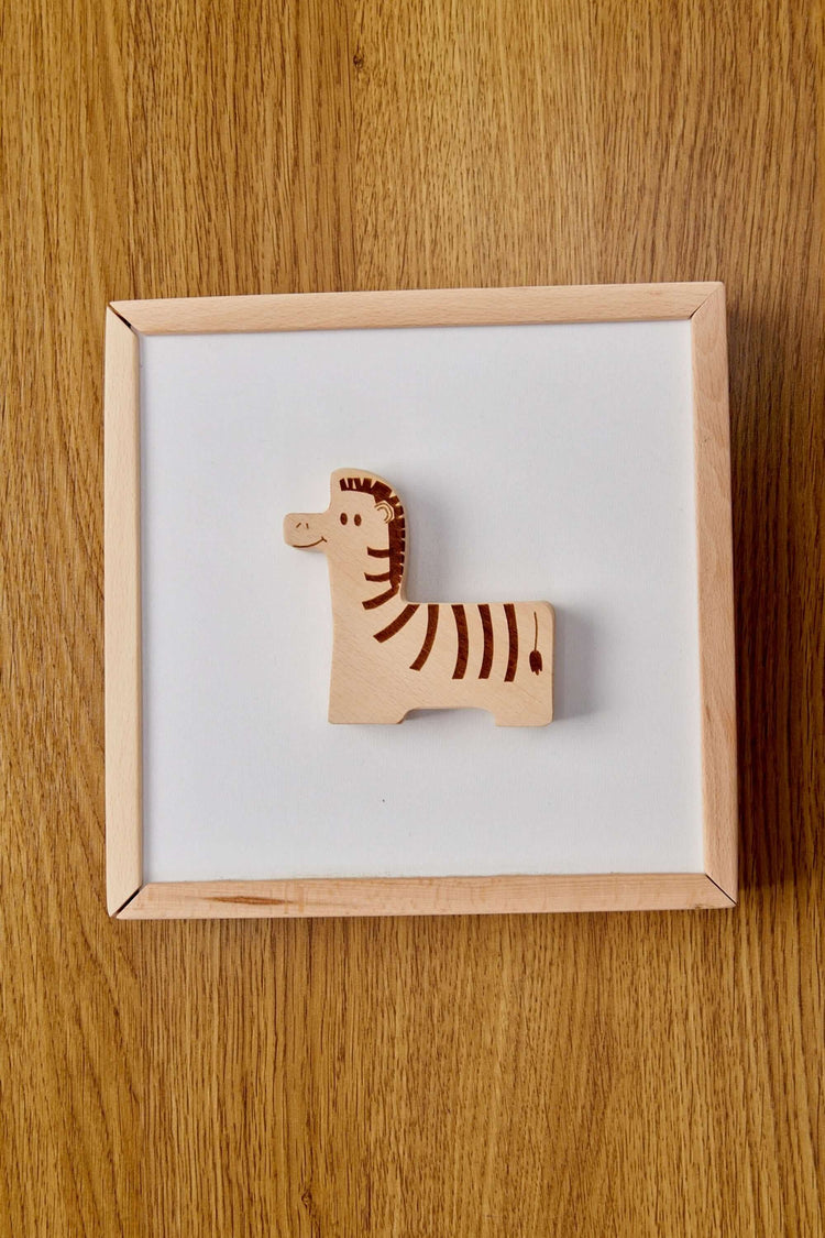 Caja de rompecabezas de madera con animales de safari para niños pequeños