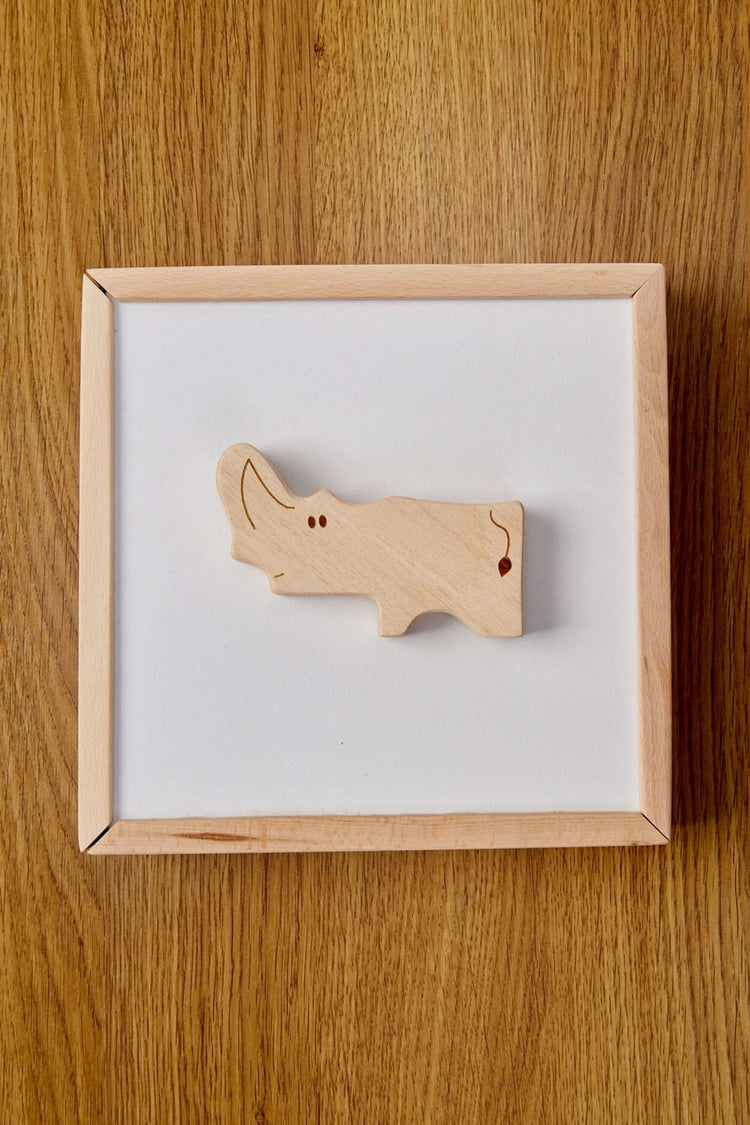 Caja de rompecabezas de madera con animales de safari para niños pequeños