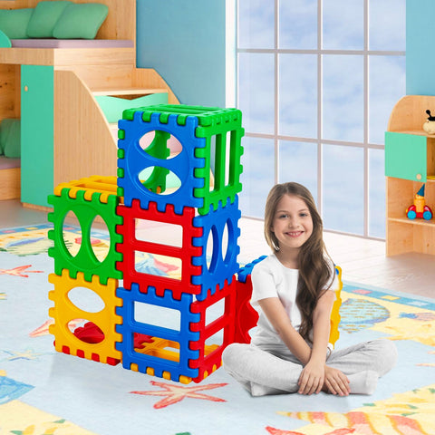 Juego de 32 piezas de bloques de gofre grandes, juguete educativo de construcción apilable para niños.