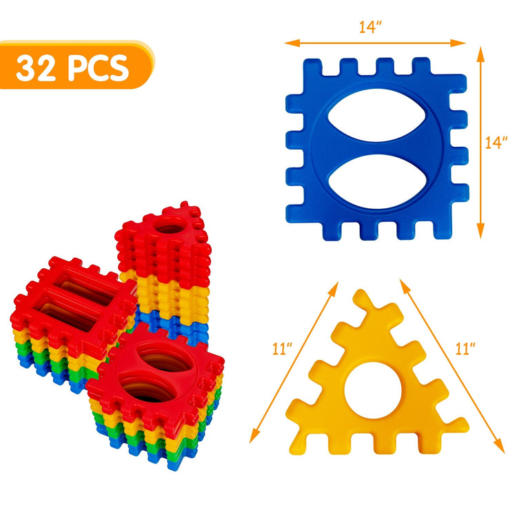 Juego de 32 piezas de bloques de gofre grandes, juguete educativo de construcción apilable para niños.