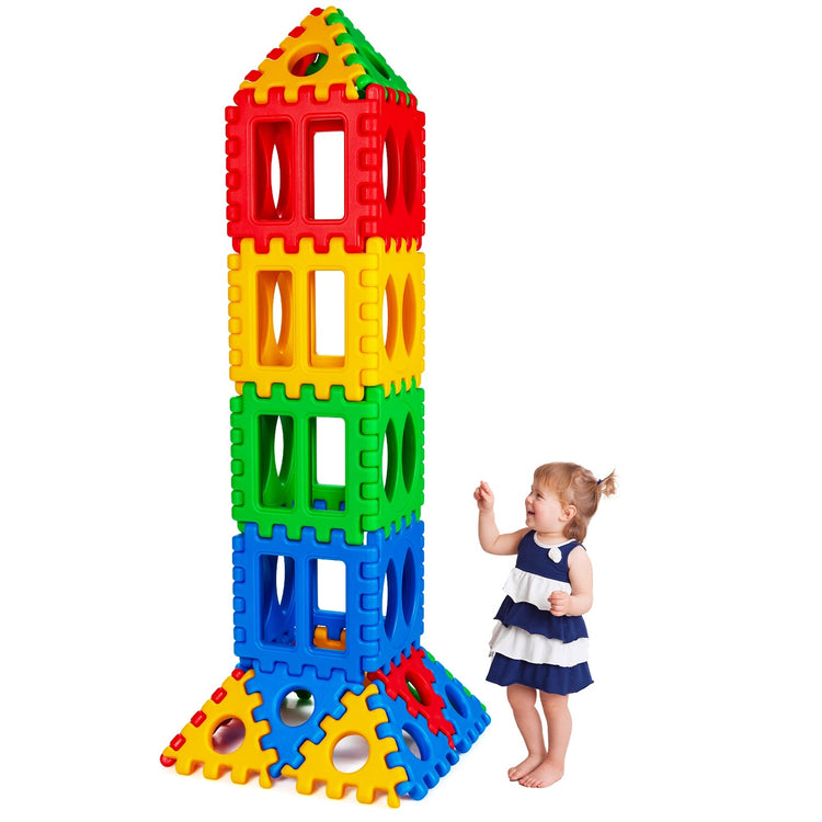 Juego de 32 piezas de bloques de gofre grandes, juguete educativo de construcción apilable para niños.