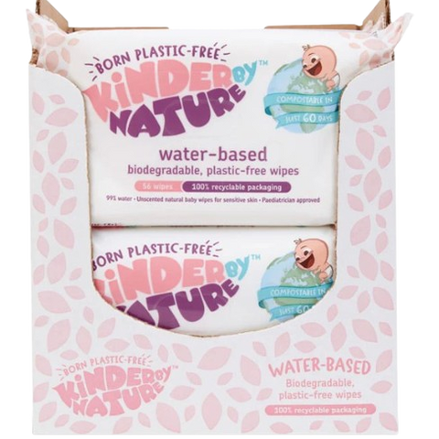 Toallitas húmedas para bebés Kinder by Nature 100 % biodegradables a base de agua - 672 unidades (12 paquetes de 56 toallitas)