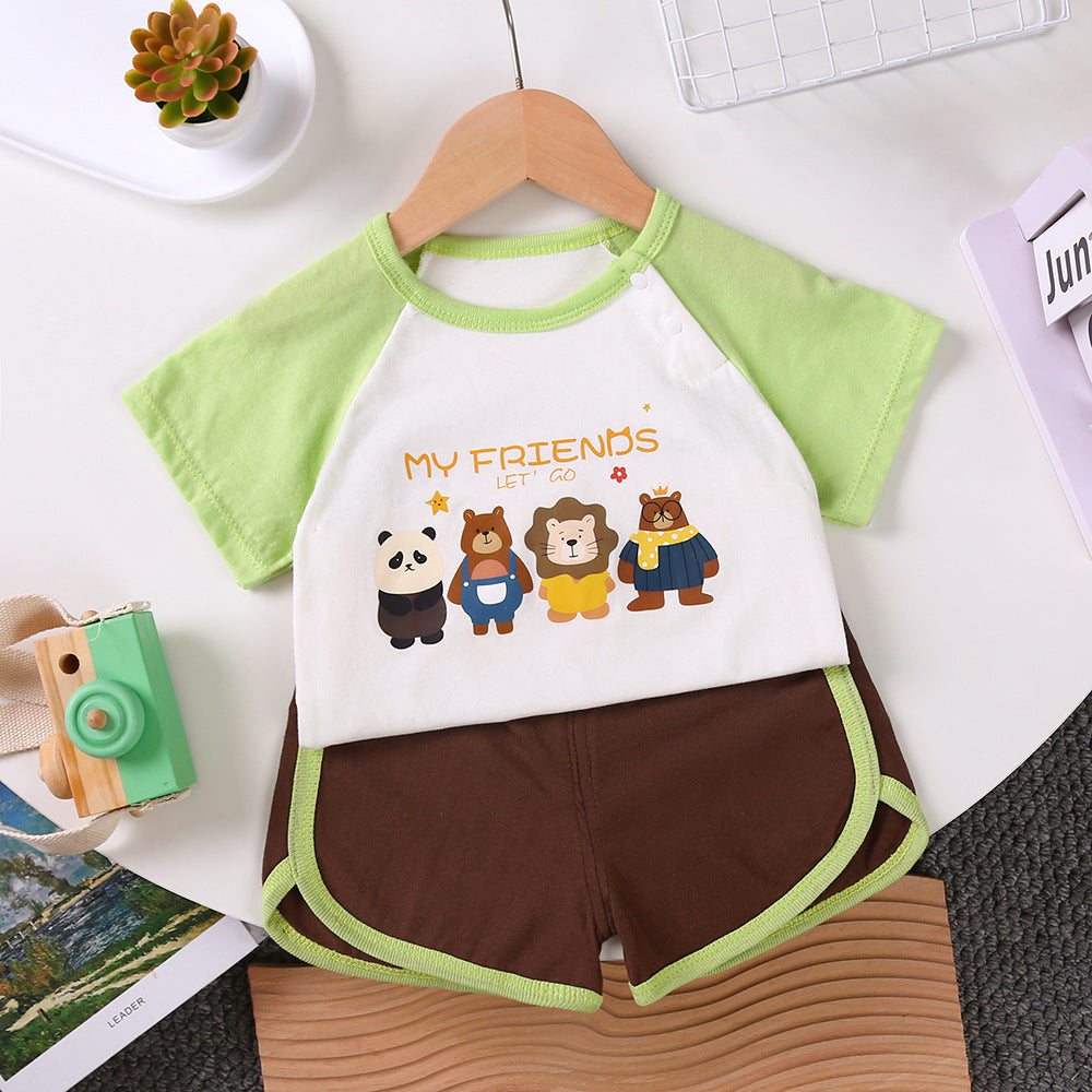 Conjunto de dos piezas de camiseta de manga corta para bebé, ideal para el verano.
