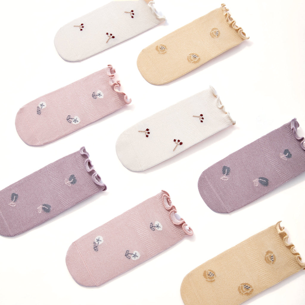Novedad - Little Wonder Things - Orgánico - 4 pares de calcetines antideslizantes para bebés y niños pequeños