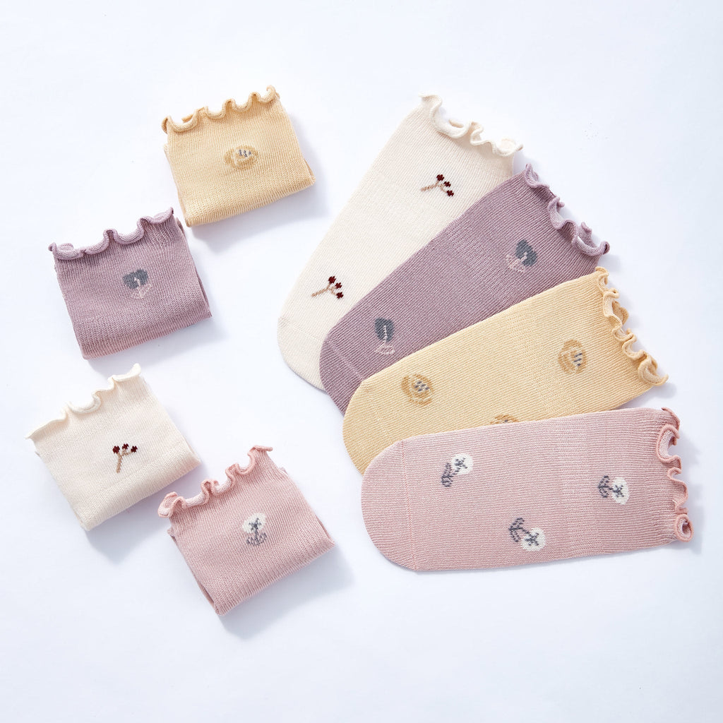 Novedad - Little Wonder Things - Orgánico - 4 pares de calcetines antideslizantes para bebés y niños pequeños