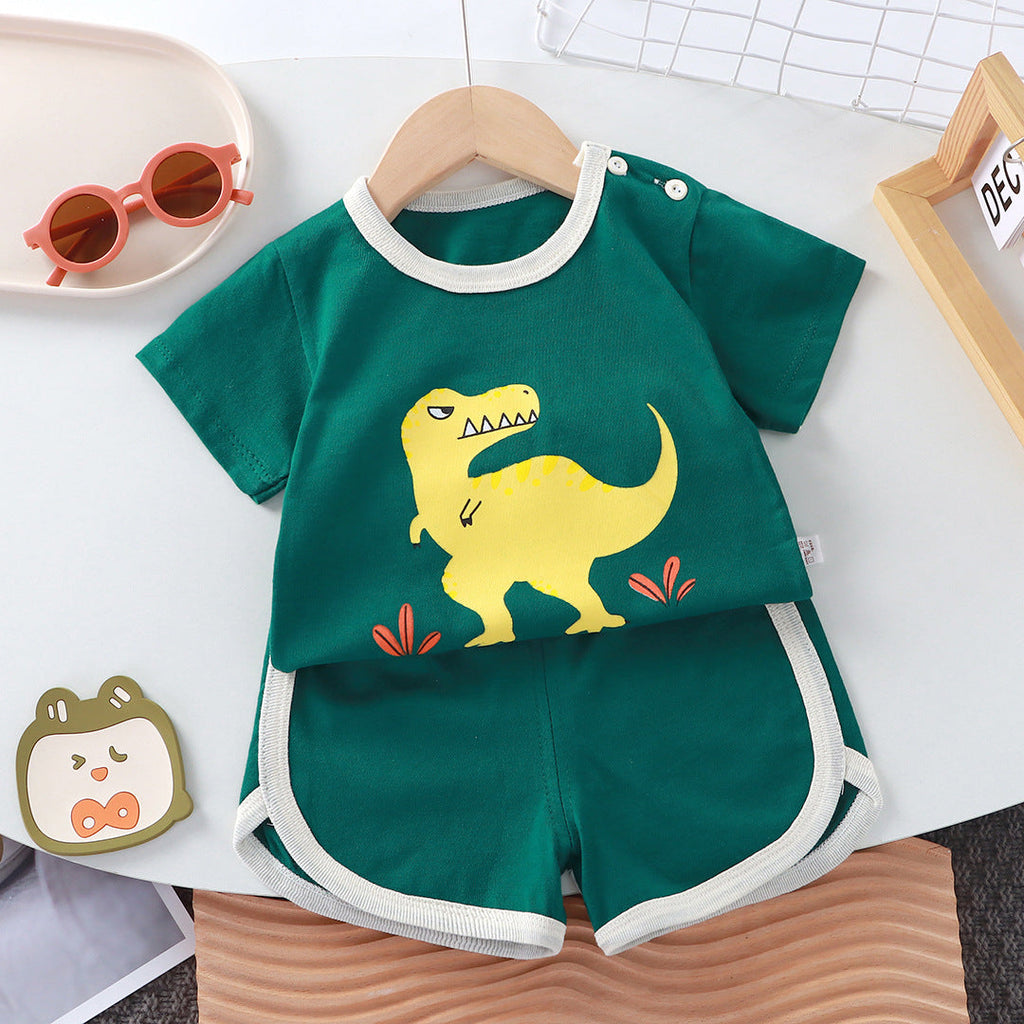 Conjunto de dos piezas de camiseta de manga corta para bebé, ideal para el verano.