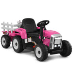 Tractor eléctrico de 12 V con pala cargadora de 3 velocidades para niños mayores de 3 años - Rosa