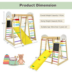 Gimnasio de escalada de madera 8 en 1 para interiores, ideal para niños (multicolor).