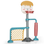 Juego de soporte de baloncesto ajustable en altura 3 en 1 con soporte para balón de fútbol y patines