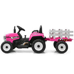 Tractor eléctrico de 12 V con pala cargadora de 3 velocidades para niños mayores de 3 años - Rosa