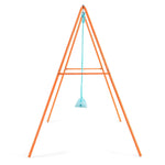 Columpio infantil de exterior con estructura metálica en forma de A de alta resistencia y estacas para el suelo - Naranja