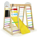 Gimnasio de escalada de madera 8 en 1 para interiores, ideal para niños (multicolor).