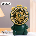 Mini ventiladores de escritorio creativos con forma de oso de dibujos animados, ventilador portátil de escritorio con gran caudal de aire, ventilador de mano con carga USB