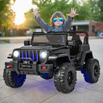 Jeep eléctrico infantil de 12 V con control remoto de 2,4 G - Negro sólido