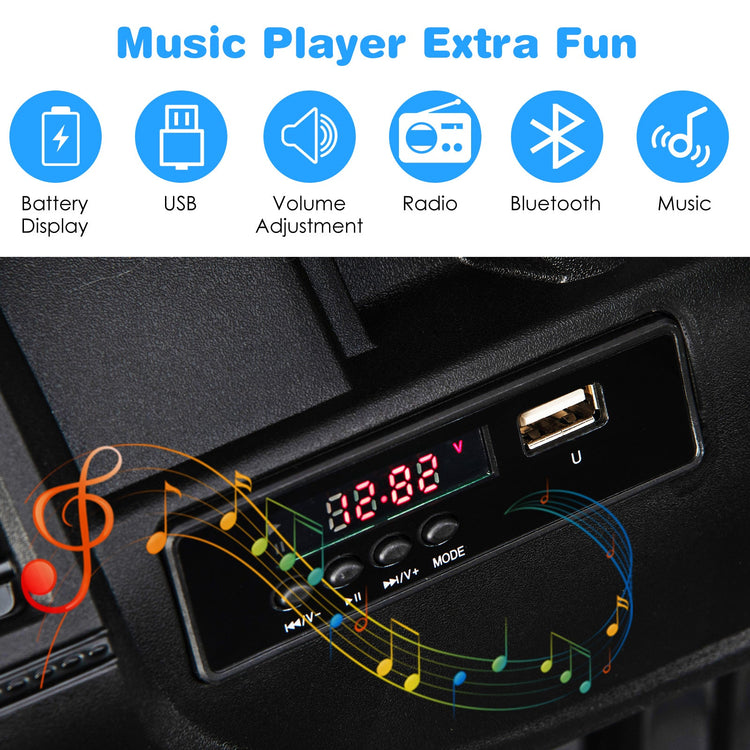 Jeep eléctrico infantil de 12 V con control remoto de 2,4 G - Negro sólido