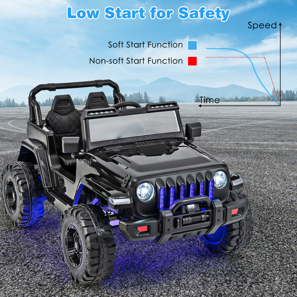 Jeep eléctrico infantil de 12 V con control remoto de 2,4 G - Negro sólido