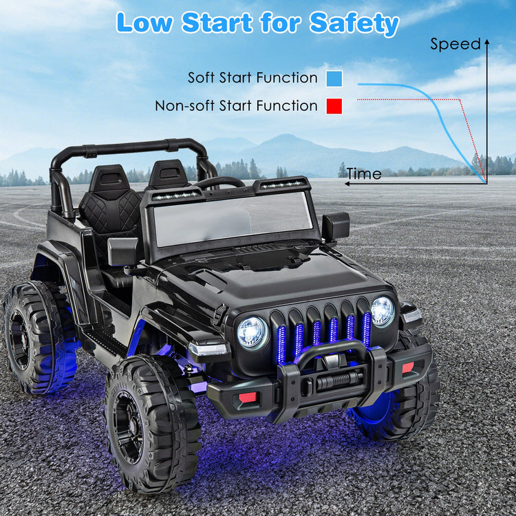 Jeep eléctrico infantil de 12 V con control remoto de 2,4 G - Negro sólido