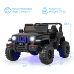 Jeep eléctrico infantil de 12 V con control remoto de 2,4 G - Negro sólido
