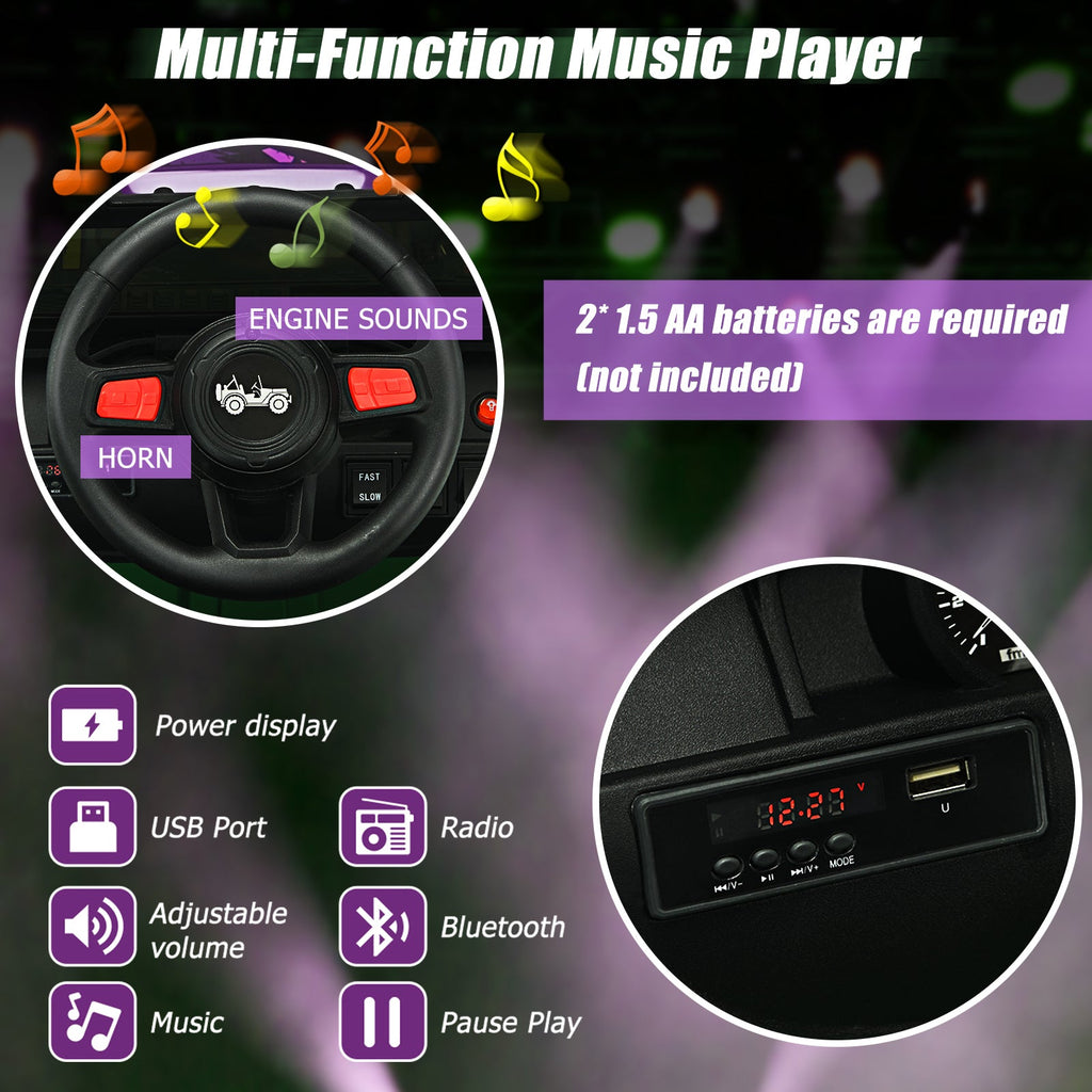 Jeep eléctrico infantil de 12 V con control remoto de 2,4 G - Morado