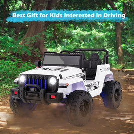 Jeep eléctrico infantil de 12 V con control remoto de 2,4 G - Blanco