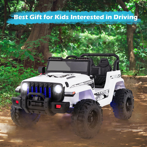 Jeep eléctrico infantil de 12 V con control remoto de 2,4 G - Blanco