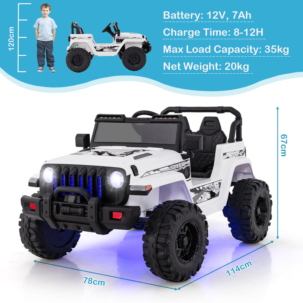 Jeep eléctrico infantil de 12 V con control remoto de 2,4 G - Blanco