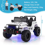 Jeep eléctrico infantil de 12 V con control remoto de 2,4 G - Blanco