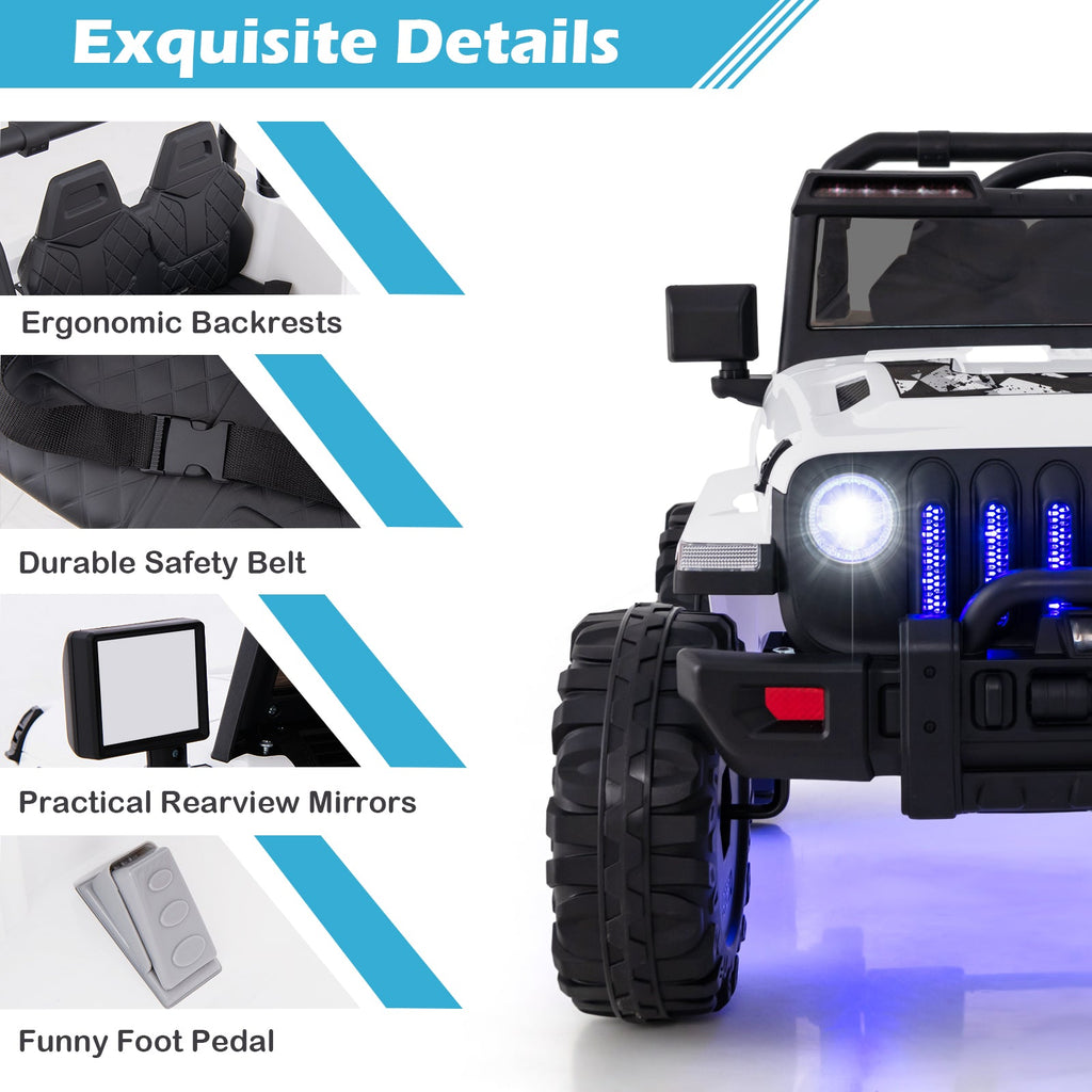 Jeep eléctrico infantil de 12 V con control remoto de 2,4 G - Blanco