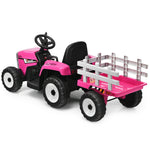 Tractor eléctrico de 12 V con pala cargadora de 3 velocidades para niños mayores de 3 años - Rosa
