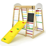 Gimnasio de escalada de madera 8 en 1 para interiores, ideal para niños (multicolor).