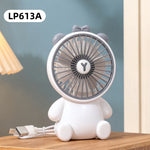Mini ventiladores de escritorio creativos con forma de oso de dibujos animados, ventilador portátil de escritorio con gran caudal de aire, ventilador de mano con carga USB
